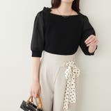 ブラック | 【natural couture】2WAY布帛ドッキングニットプルオーバー | NICE CLAUP / OLIVE des OLIVE OUTLET