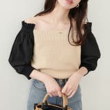 ベージュ | 【natural couture】2WAY布帛ドッキングニットプルオーバー | NICE CLAUP / OLIVE des OLIVE OUTLET
