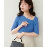 【natural couture】アシメネックリブ半袖ニット | NICE CLAUP / OLIVE des OLIVE　OUTLET | 詳細画像2 