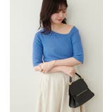 【natural couture】アシメネックリブ半袖ニット | NICE CLAUP / OLIVE des OLIVE　OUTLET | 詳細画像4 