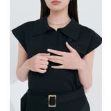 ブラック | 【natural couture】セットアップ対応ニットポロトップス | NICE CLAUP / OLIVE des OLIVE　OUTLET