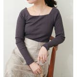 ブラック | 【natural couture】スクエアネックランダムテレコTOPS | NICE CLAUP / OLIVE des OLIVE　OUTLET