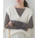 チャコール | 【natural couture】ネットチュール配色柄刺繍プルオーバー | NICE CLAUP / OLIVE des OLIVE　OUTLET