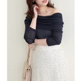 ネイビー | 【natural couture】シアーギャザーオフショルプルオーバー | NICE CLAUP / OLIVE des OLIVE　OUTLET