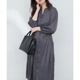 チャコール | 【natural couture】たっぷりギャザーサテンワンピース | NICE CLAUP / OLIVE des OLIVE　OUTLET