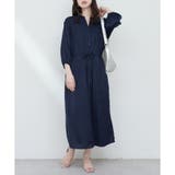 ネイビー | 【natural couture】たっぷりギャザーサテンワンピース | NICE CLAUP / OLIVE des OLIVE　OUTLET