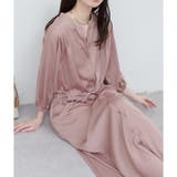 ピンクベージュ | 【natural couture】たっぷりギャザーサテンワンピース | NICE CLAUP / OLIVE des OLIVE　OUTLET