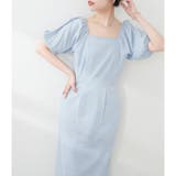 サックス | 【natural couture】〈ako〉綿麻パフ袖ワンピース | NICE CLAUP / OLIVE des OLIVE OUTLET