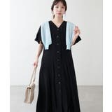 ブラック | 【natural couture】〈ako〉釦開きフレアスリーブワンピース | NICE CLAUP / OLIVE des OLIVE OUTLET