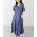 ブルー | 【natural couture】〈ako〉釦開きフレアスリーブワンピース | NICE CLAUP / OLIVE des OLIVE OUTLET