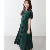 グリーン | 【natural couture】〈ako〉釦開きフレアスリーブワンピース | NICE CLAUP / OLIVE des OLIVE OUTLET