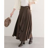 ブラウン | 【natural couture】ウエストベルト付きラッフルデザインスカート | NICE CLAUP / OLIVE des OLIVE OUTLET