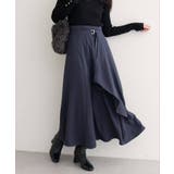 チャコール | 【natural couture】ウエストベルト付きラッフルデザインスカート | NICE CLAUP / OLIVE des OLIVE OUTLET