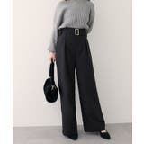 ブラック | 【natural couture】バックルベルト付きタックパンツ | NICE CLAUP / OLIVE des OLIVE　OUTLET