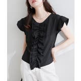 ブラック | 【natural couture】フロントフリルブラウス | NICE CLAUP / OLIVE des OLIVE　OUTLET