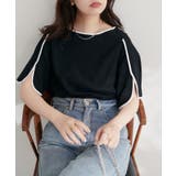 ブラック | 【natural couture】 【WEB限定】ハチワレスリーブ麻調ブラウス | NICE CLAUP / OLIVE des OLIVE OUTLET