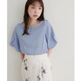 サックス | 【natural couture】 【WEB限定】ハチワレスリーブ麻調ブラウス | NICE CLAUP / OLIVE des OLIVE OUTLET