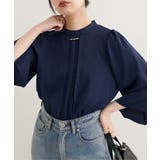 ネイビー | 【natural couture】メタルチャーム付き7分袖フレア袖ブラウス | NICE CLAUP / OLIVE des OLIVE　OUTLET