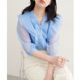 【natural couture】ラッフルフリルキーネック7分袖ブラウス | NICE CLAUP / OLIVE des OLIVE　OUTLET | 詳細画像3 