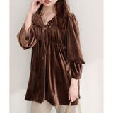 ブラウン | ＜canami＞2WAYリボンベロアブラウス | NICE CLAUP / OLIVE des OLIVE　OUTLET