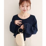 ネイビー | 【natural couture】アシメパイピングボウタイブラウス | NICE CLAUP / OLIVE des OLIVE　OUTLET