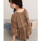 ブラウン | 【natural couture】モールボーダーペプラムブラウス | NICE CLAUP / OLIVE des OLIVE　OUTLET