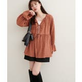 レッド系 | 【natural couture】モールボーダーペプラムブラウス | NICE CLAUP / OLIVE des OLIVE　OUTLET