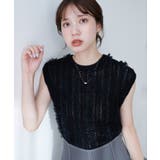 ブラック | 【natural couture】透かし柄×チュールノースリKT | NICE CLAUP / OLIVE des OLIVE　OUTLET