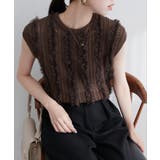 ブラウン | 【natural couture】透かし柄×チュールノースリKT | NICE CLAUP / OLIVE des OLIVE　OUTLET