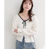 【natural couture】配色リボン透かし編みカーディガン | NICE CLAUP / OLIVE des OLIVE OUTLET | 詳細画像4