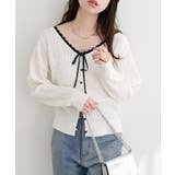 【natural couture】配色リボン透かし編みカーディガン | NICE CLAUP / OLIVE des OLIVE OUTLET | 詳細画像5