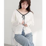 【natural couture】配色リボン透かし編みカーディガン | NICE CLAUP / OLIVE des OLIVE OUTLET | 詳細画像6