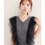 ブラック | 【natural couture】チュールフリルニットベスト | NICE CLAUP / OLIVE des OLIVE　OUTLET