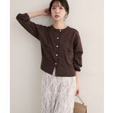 ブラウン | 【natural couture】ぷっくり金釦ポケ付きカーデ | NICE CLAUP / OLIVE des OLIVE　OUTLET