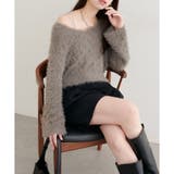 モカ | <mizumami>ロンバス柄ファンシーニット | NICE CLAUP / OLIVE des OLIVE OUTLET