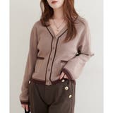 モカ | 【natural couture】配色ラインカーディガン | NICE CLAUP / OLIVE des OLIVE　OUTLET