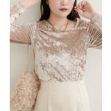 ベージュ | 【natural couture】【WEB限定】クラッシュベロアアシメネックプル… | NICE CLAUP / OLIVE des OLIVE　OUTLET