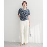 フロッキーメッシュドレープ半袖プルオーバー | NICE CLAUP / OLIVE des OLIVE OUTLET | 詳細画像2