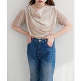 グレージュ | フロッキーメッシュドレープ半袖プルオーバー | NICE CLAUP / OLIVE des OLIVE OUTLET