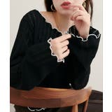 【natural couture】透かしカットソー配色TOPS | NICE CLAUP / OLIVE des OLIVE OUTLET | 詳細画像1