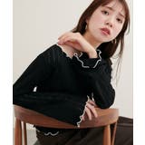 ブラック | 【natural couture】透かしカットソー配色TOPS | NICE CLAUP / OLIVE des OLIVE OUTLET