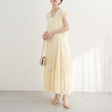 イエロー | 【natural couture】Vネックギャザー切替ワンピース | NICE CLAUP / OLIVE des OLIVE　OUTLET