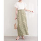 グリーン | 【natural couture】花柄ツイルナロースカート | NICE CLAUP / OLIVE des OLIVE　OUTLET