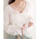 オフ | 楊柳シャーリングリボンブラウス | NICE CLAUP / OLIVE des OLIVE　OUTLET