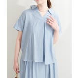 サックス | 【natural couture】涼しげスキッパーブラウス | NICE CLAUP / OLIVE des OLIVE　OUTLET