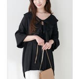 ブラック | 【natural couture】ポリエステルレーヨンフリルシャツ | NICE CLAUP / OLIVE des OLIVE　OUTLET
