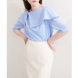 サックス | 【natural couture】接触冷感マシンウォッシャブル防シワアシメネック | NICE CLAUP / OLIVE des OLIVE OUTLET