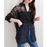 ブラック | 【natural couture】シアーチェックシャツ | NICE CLAUP / OLIVE des OLIVE OUTLET