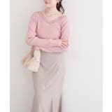 【natural couture】アシメレースネックリブニットプルオーバー | NICE CLAUP / OLIVE des OLIVE　OUTLET | 詳細画像4 
