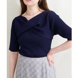 ネイビー | 【natural couture】ねじりデザインニット | NICE CLAUP / OLIVE des OLIVE　OUTLET